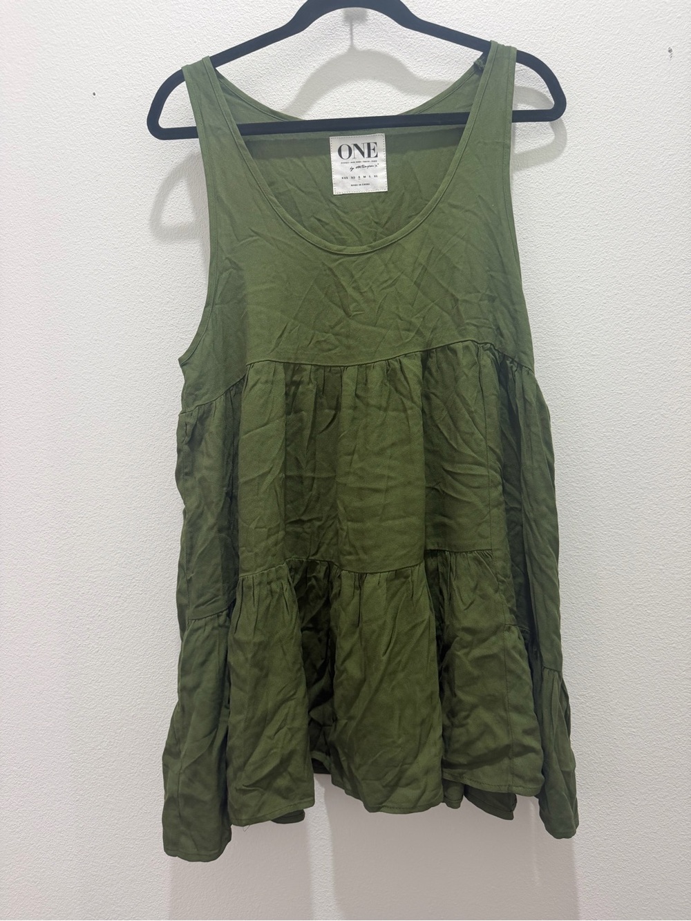 One Teaspoon Olive Green Tiered Tank Top